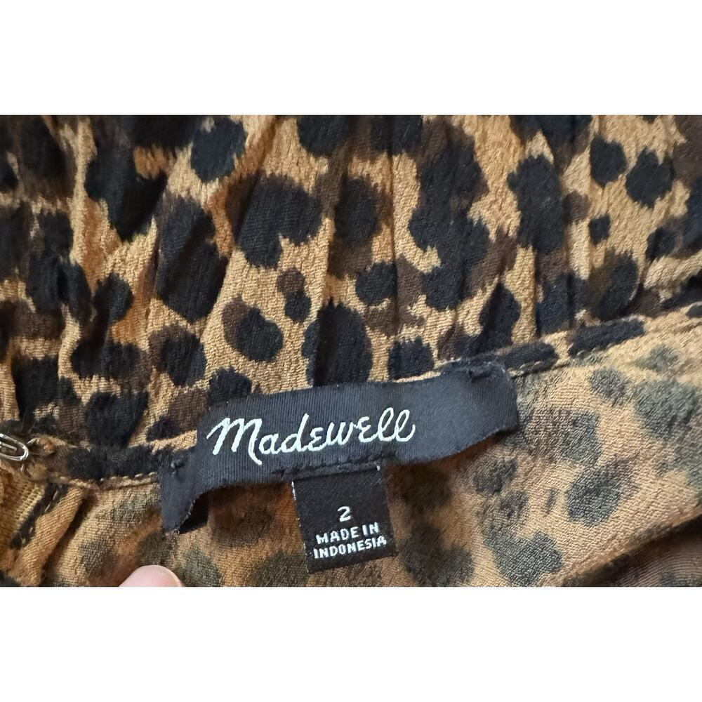 Madewell Wide Leg Jumpsuit "Lucie" Smocked Leopard Print Size 2 - Picture 5 of 10